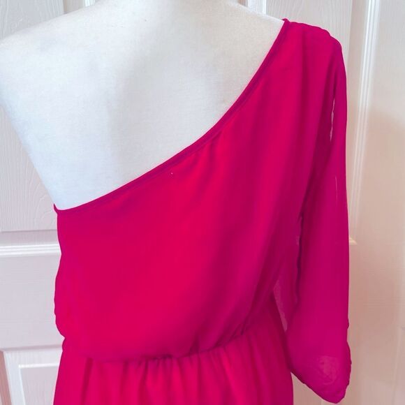 Chic One-Shoulder Pink Chiffon Dress Size Small NWT - Picture 6 of 8